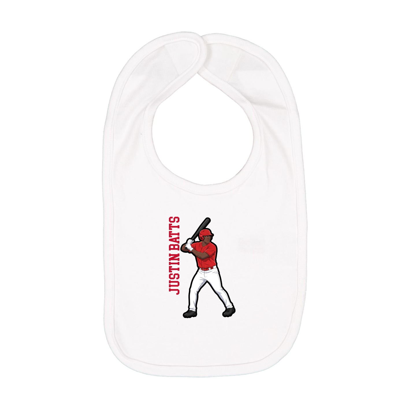 Infant Bib — Name Vertical in White