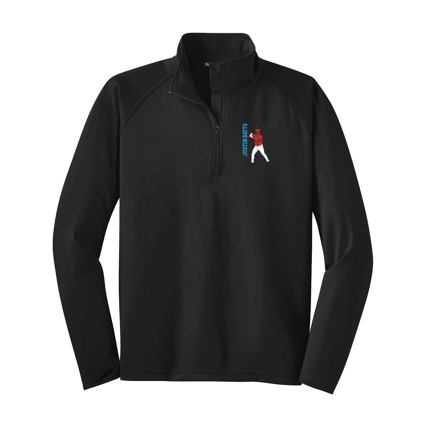 Q-Zip Pullover — Name Vertical in Black