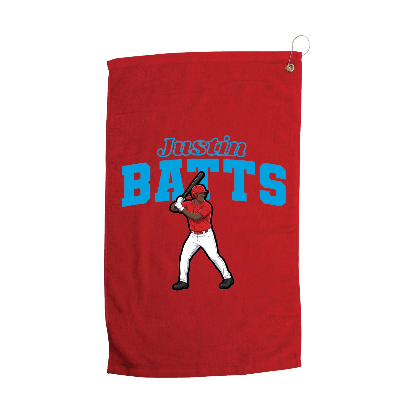 Golf Towel — Name Arch in Red