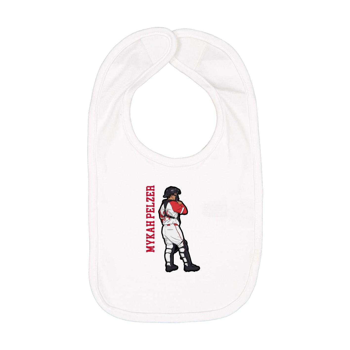 Infant Bib — Name Vertical in White