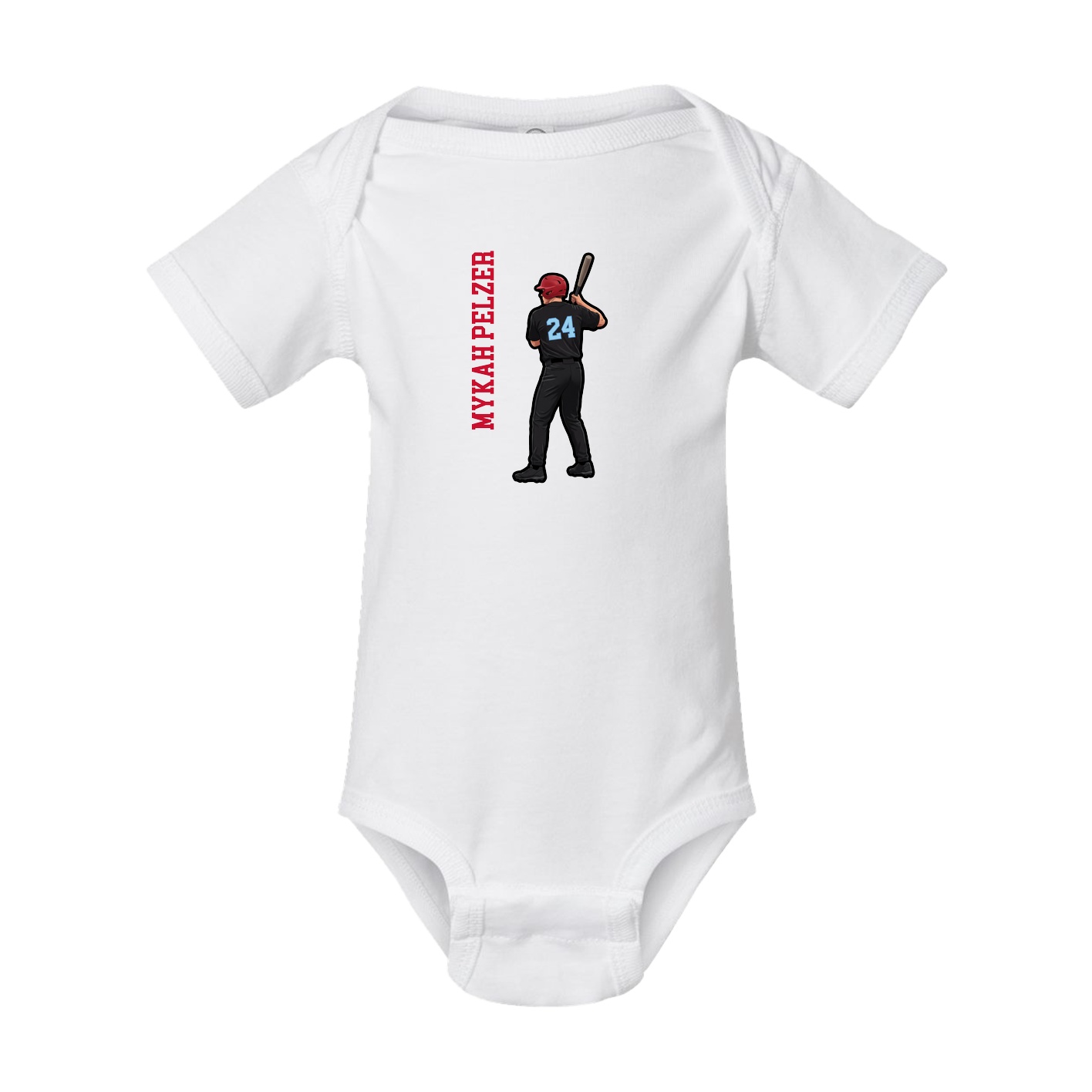 Baby Onesie — Name Vertical in White