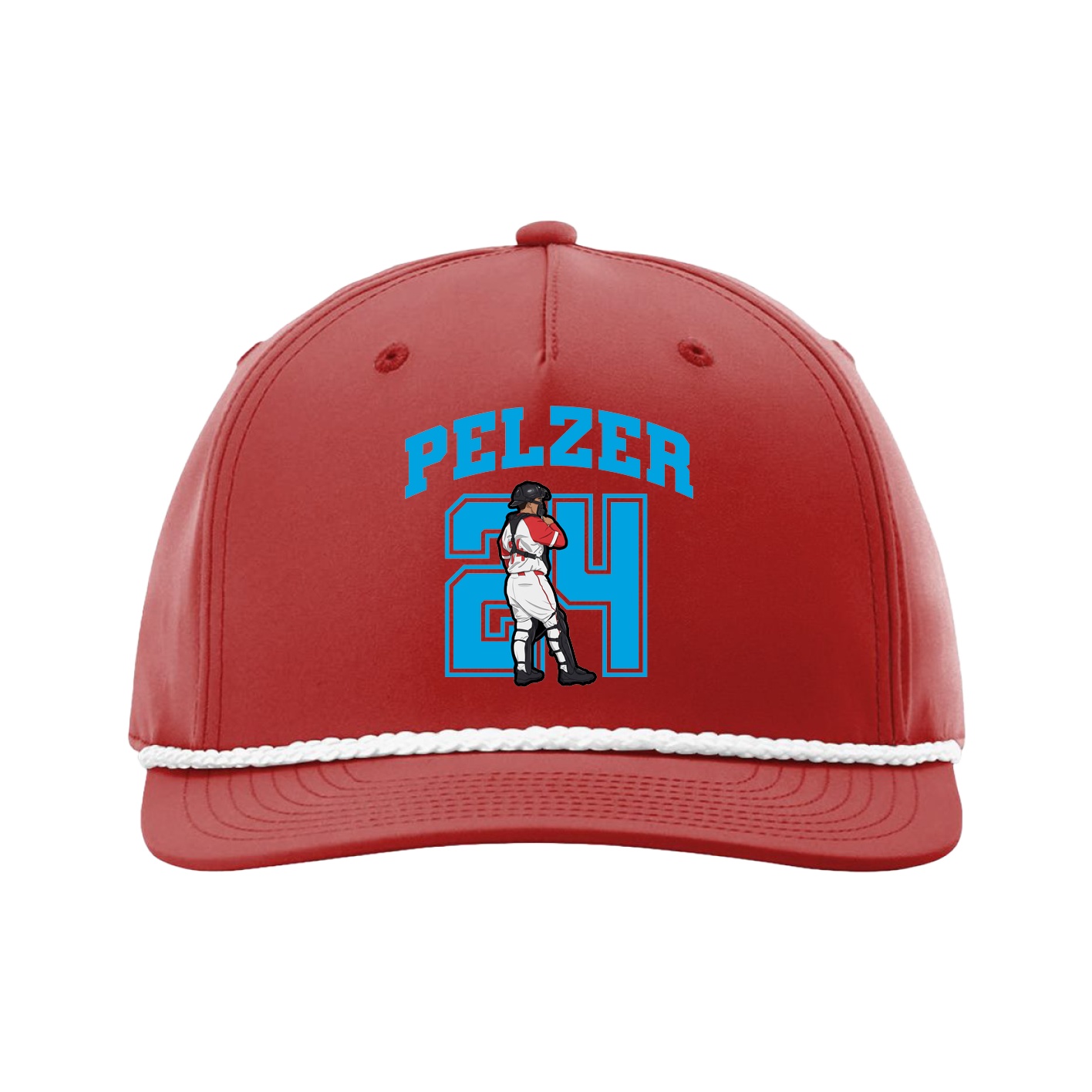 Five-Panel Classic Rope Cap — Number in Red