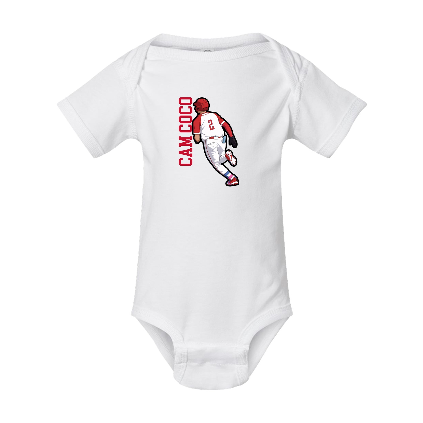 Baby Onesie — Name Vertical in White