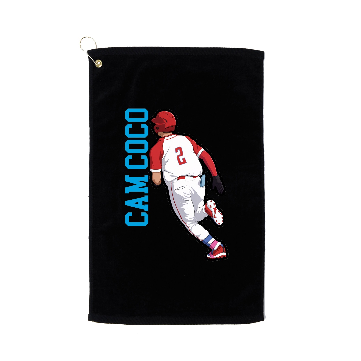 Golf Towel — Name Vertical in Black