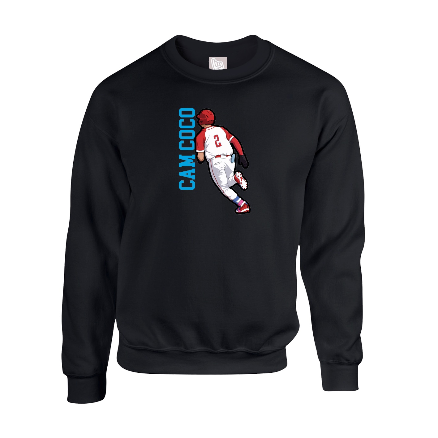 Fleece Crew — Name Vertical in Black