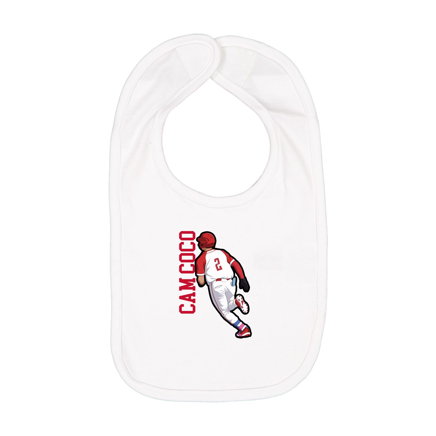 Infant Bib — Name Vertical in White