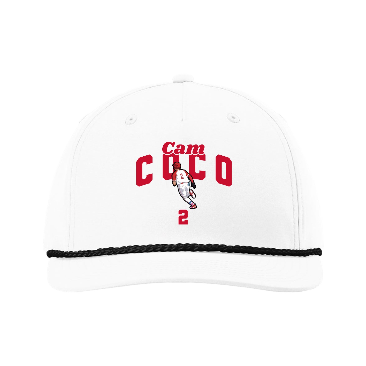Five-Panel Classic Rope Cap — Signature Arch in White