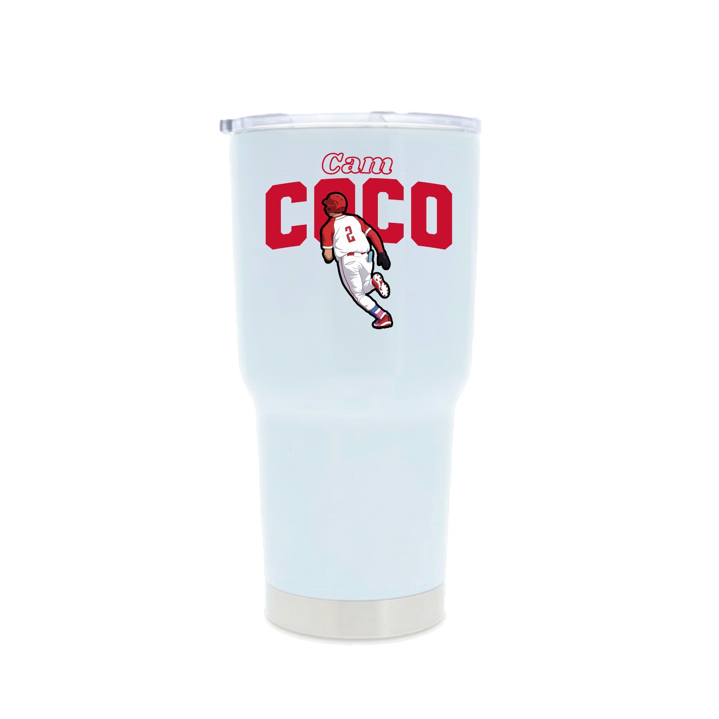 30oz Stainless Steel Tumbler — Name Arch in White