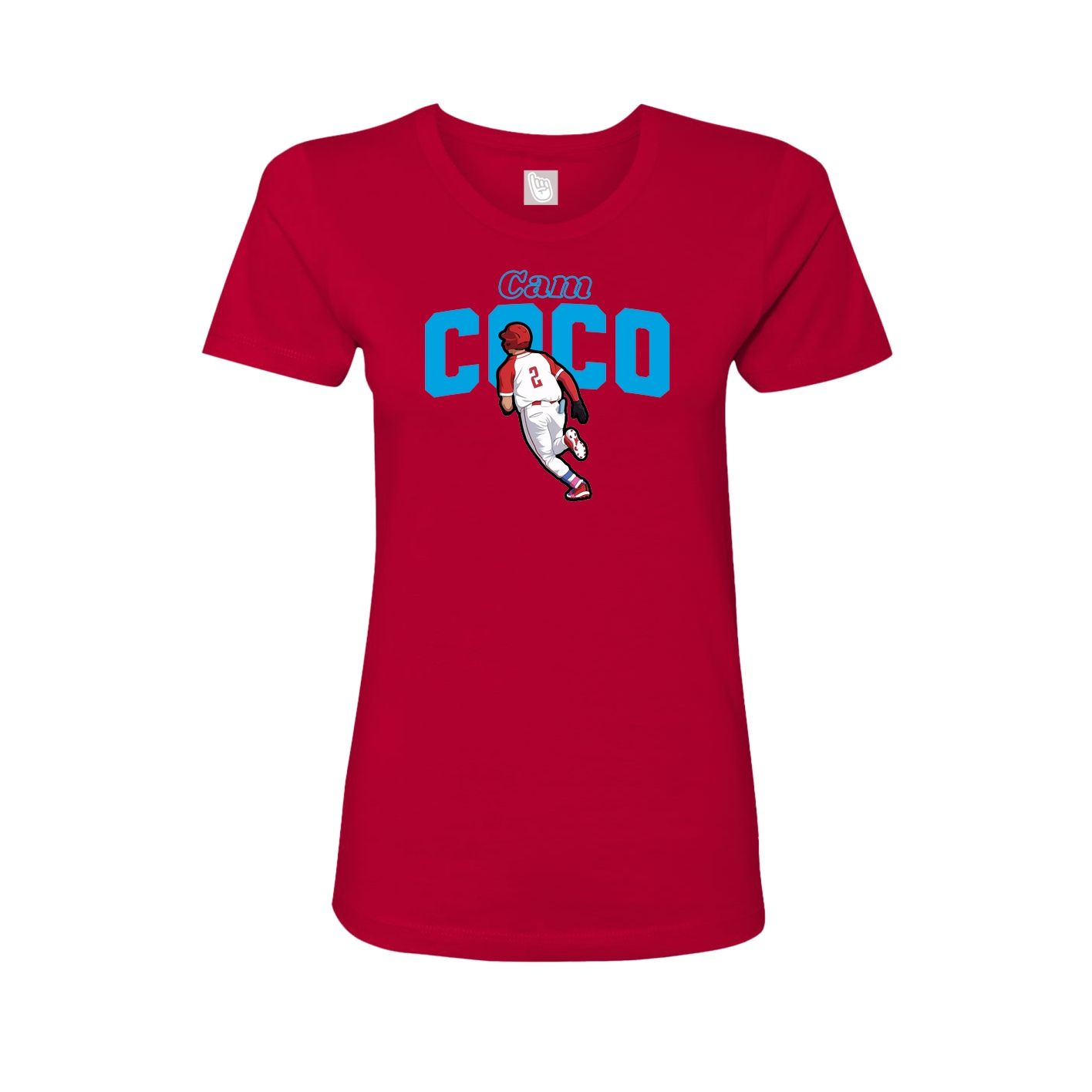 Fitted Women's Tee — Name Arch in Red