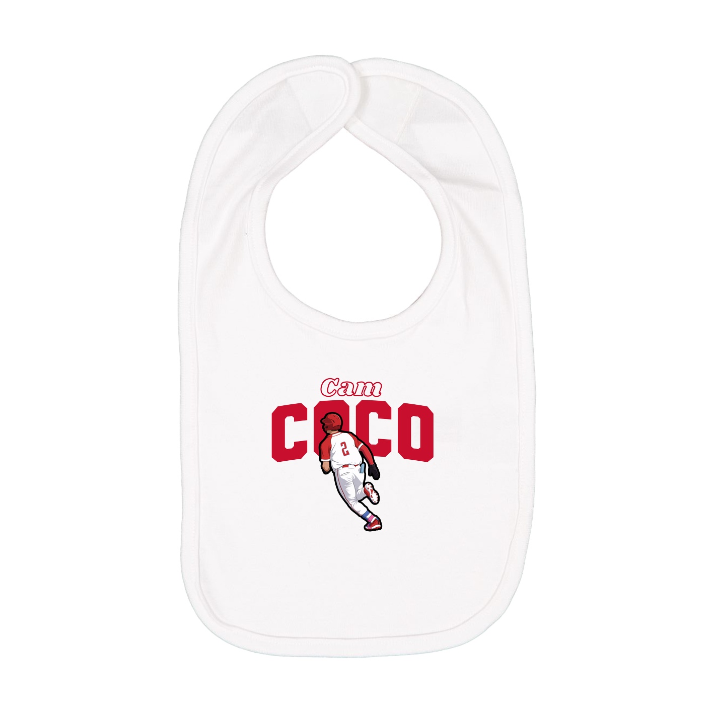 Infant Bib — Name Arch in White