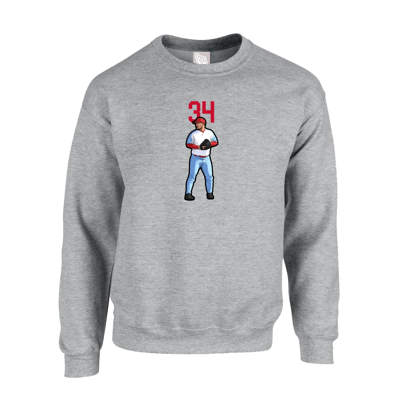 Fleece Crew — Number Top in Grey
