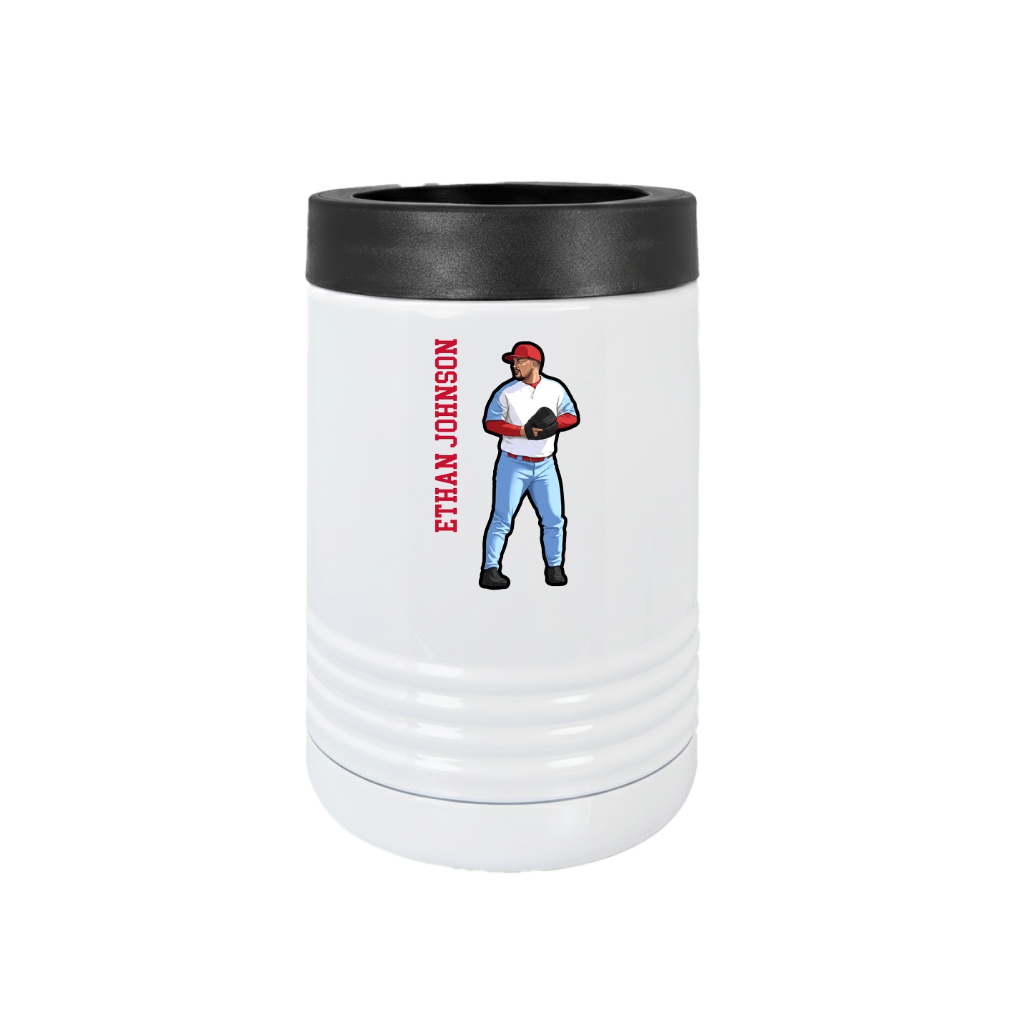 Beverage Holder — Name Vertical in White