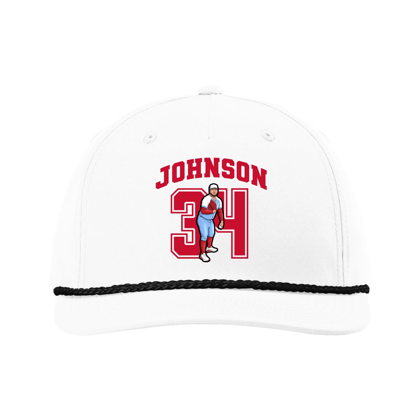 Five-Panel Classic Rope Cap — Number in White