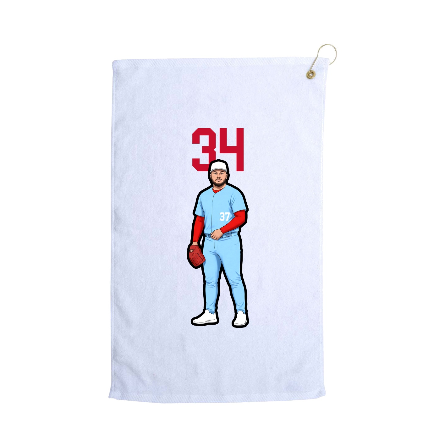 Golf Towel — Number Top in White
