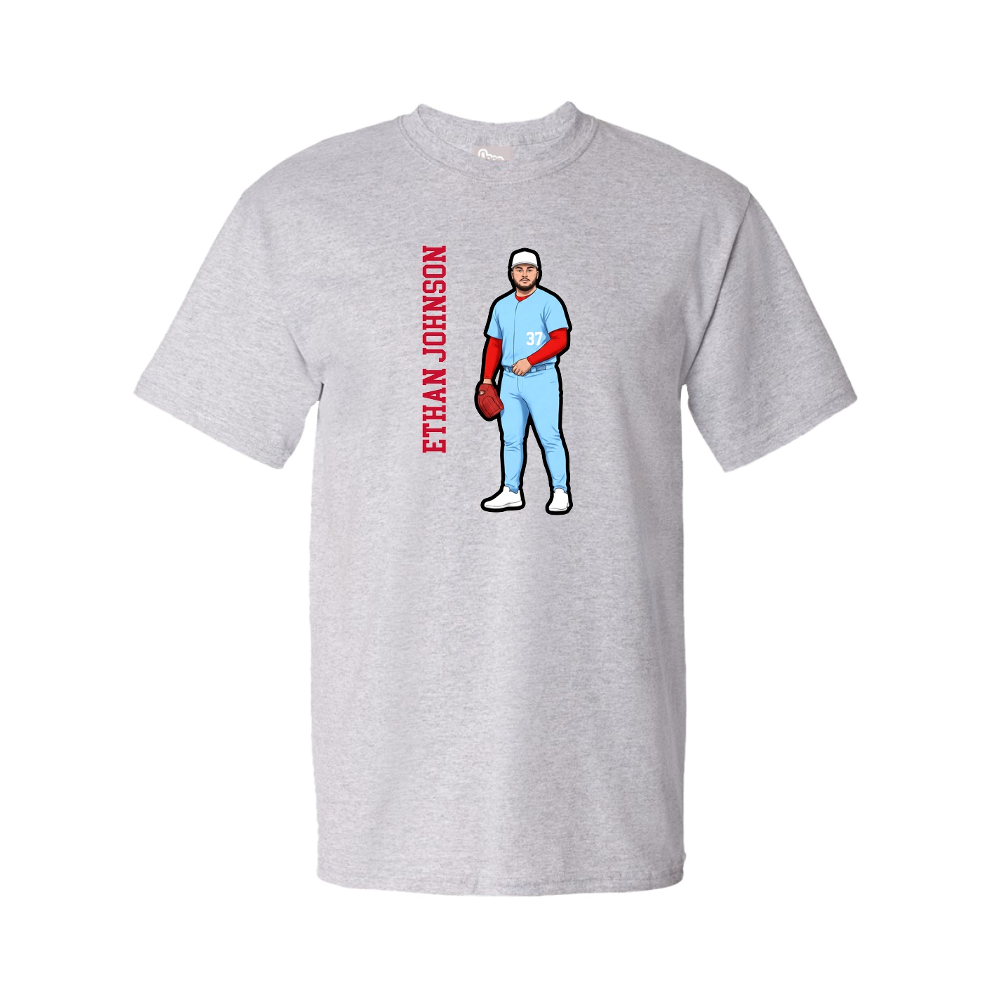 Youth Tee — Name Vertical in Grey