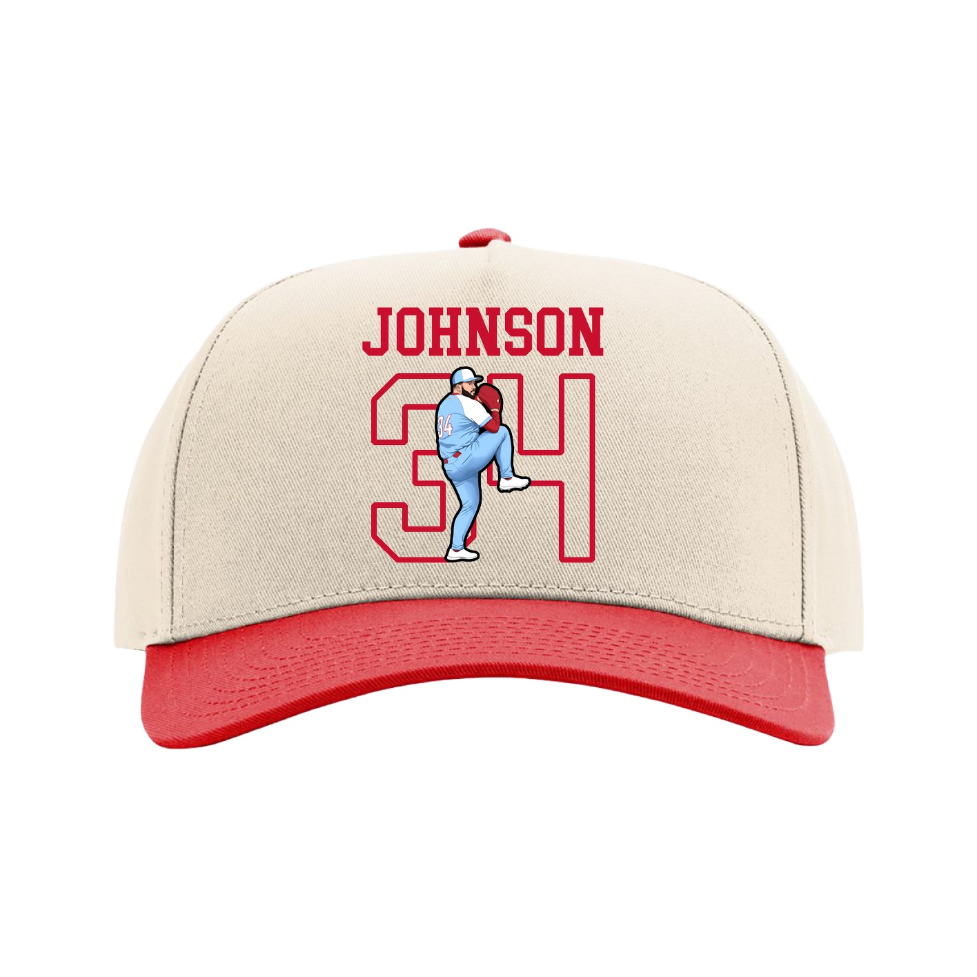 Full Fabric Five-Panel Champ Cap — Shirsey in Cream/Red