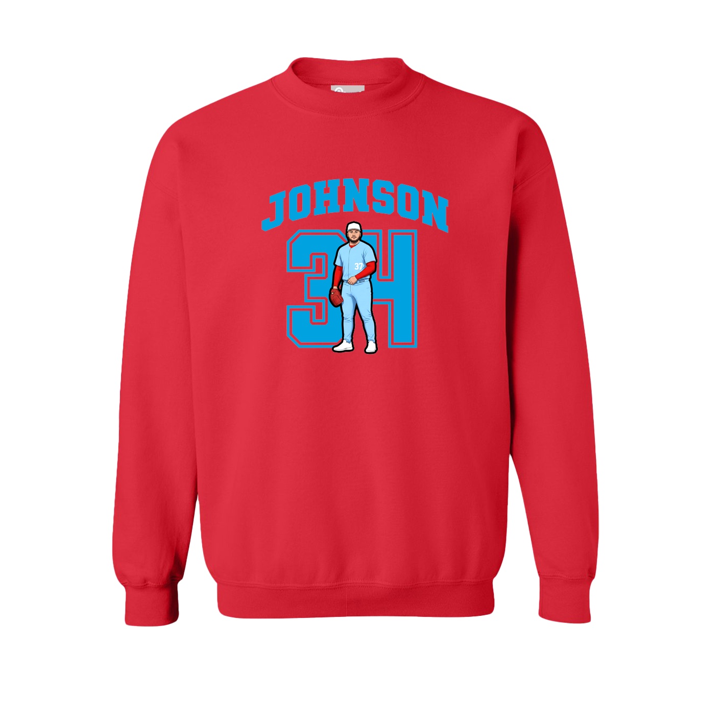 Fleece Crew — Number in Red