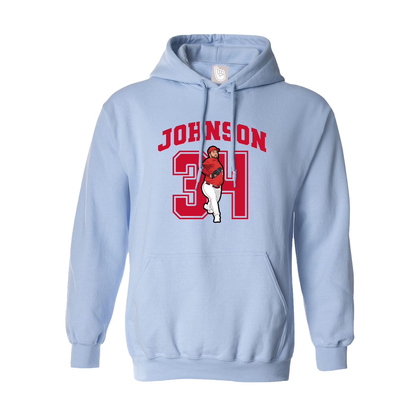 Hoodie — Number in Light Blue