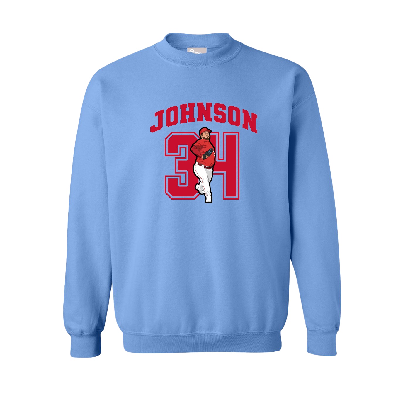 Fleece Crew — Number in Powder Blue