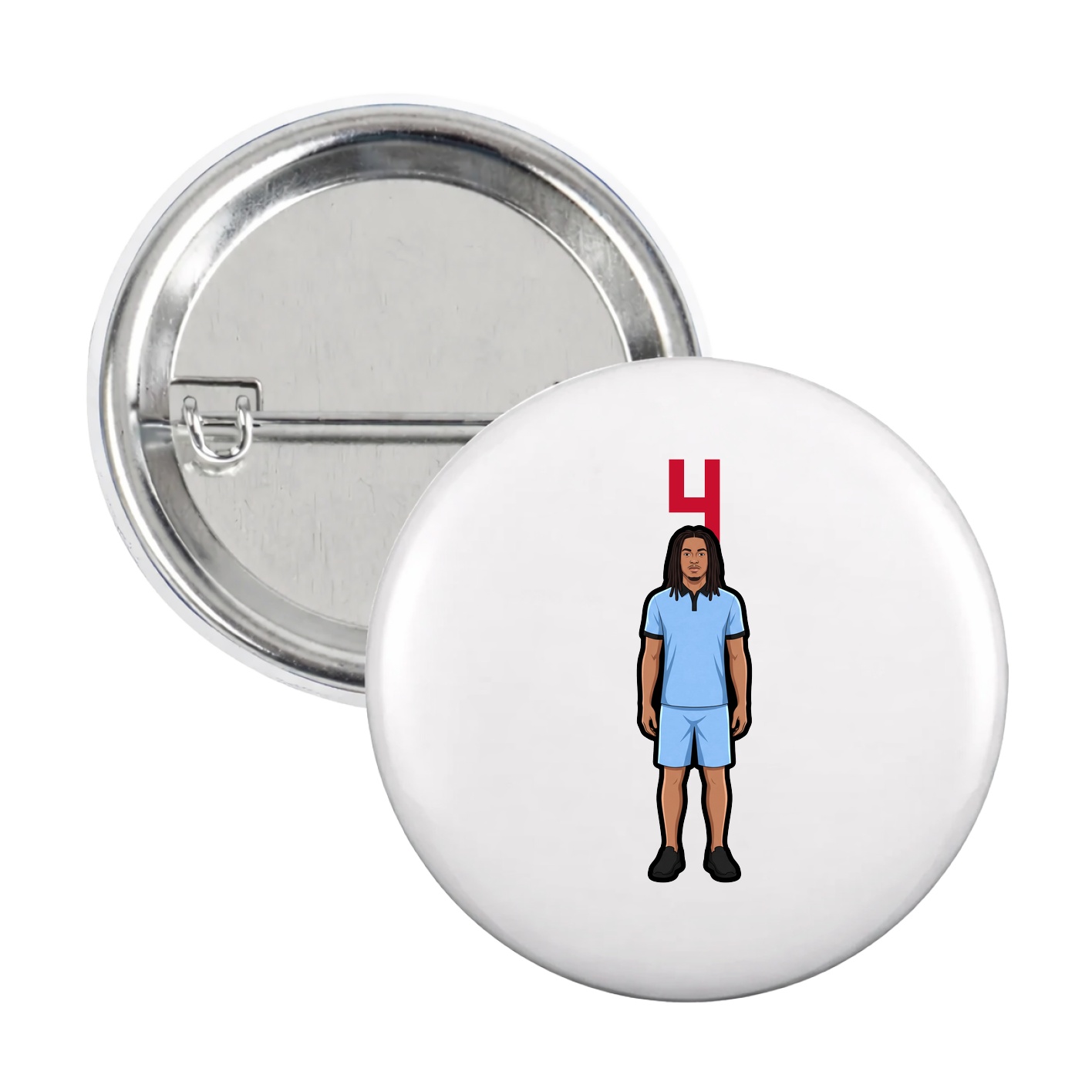 Game Day Button — Number Top in White