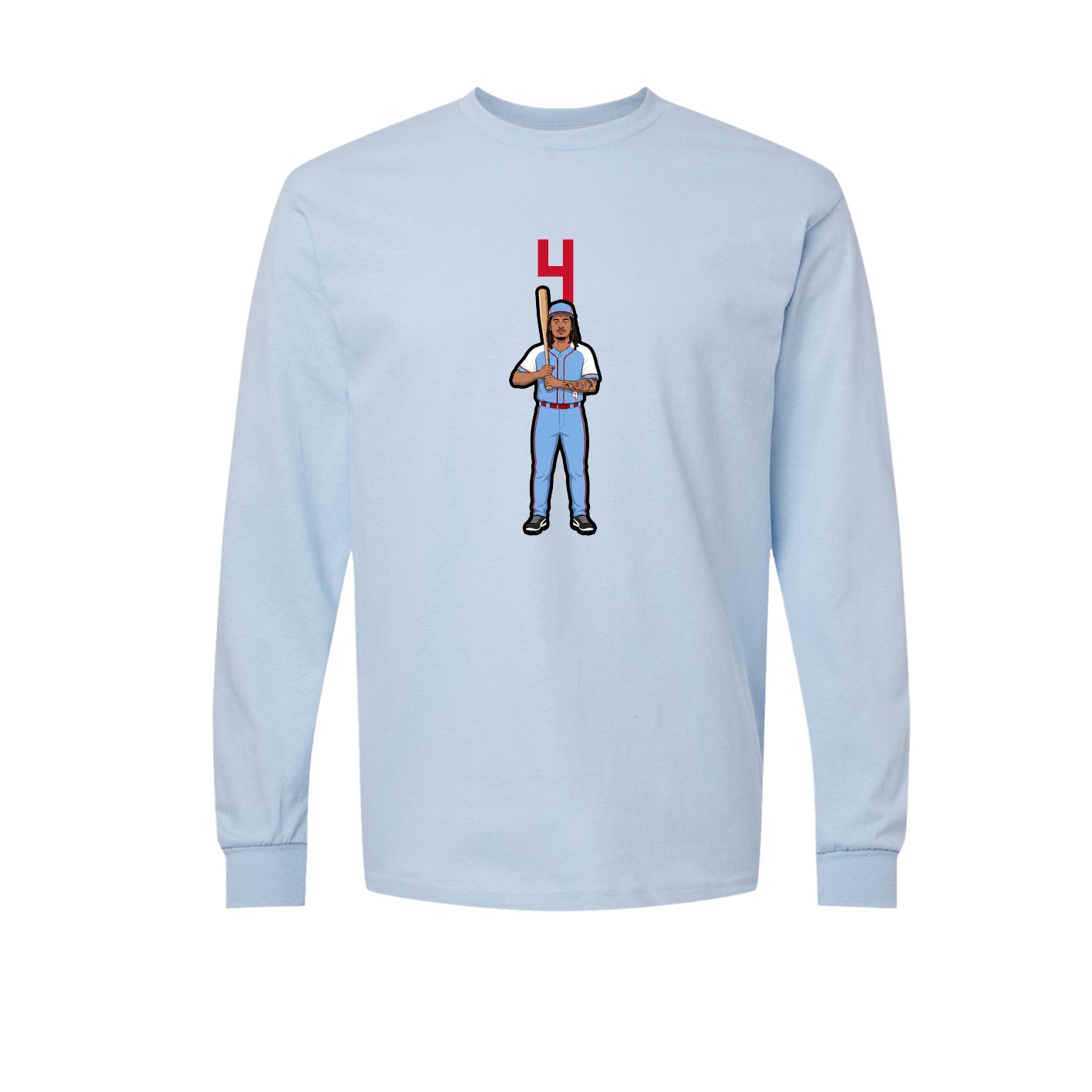 Long Sleeve Tee — Number Top in Light Blue