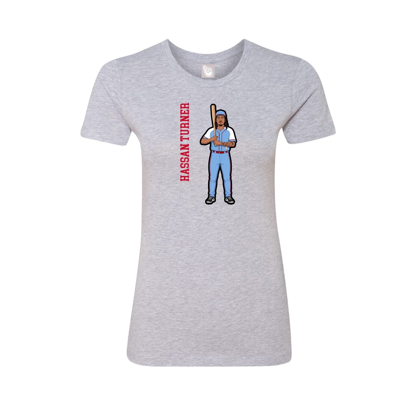 Fitted Women's Tee — Name Vertical in Grey