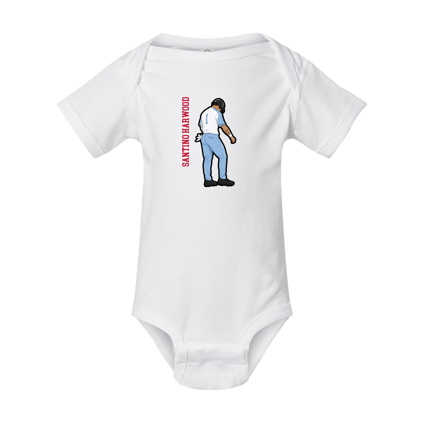 Baby Onesie — Name Vertical in White