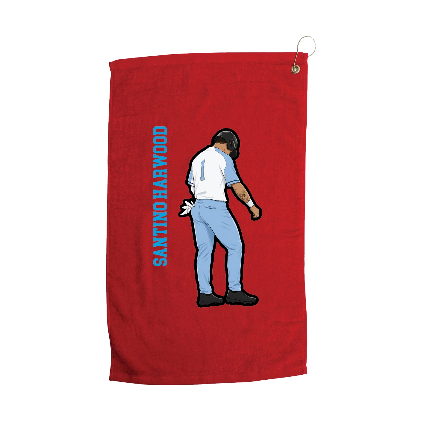 Golf Towel — Name Vertical in Red