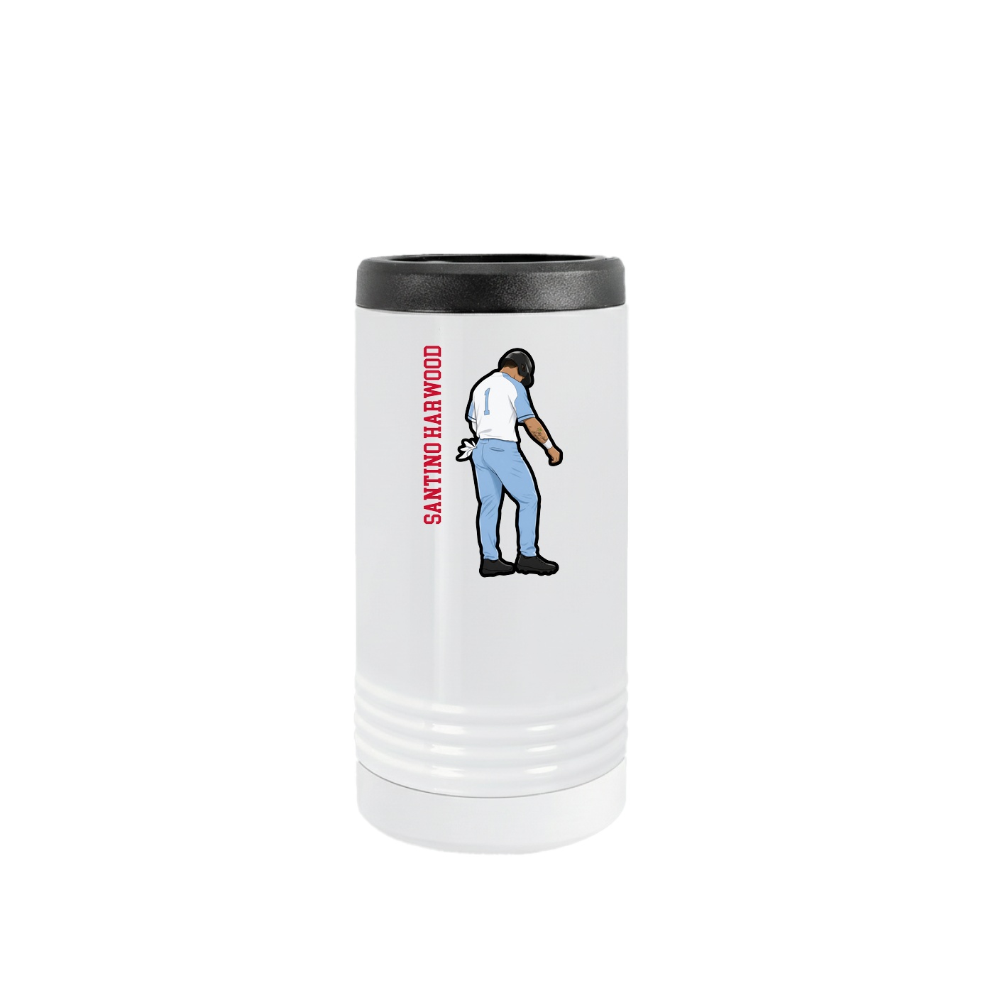Slim Beverage Holder — Name Vertical in White