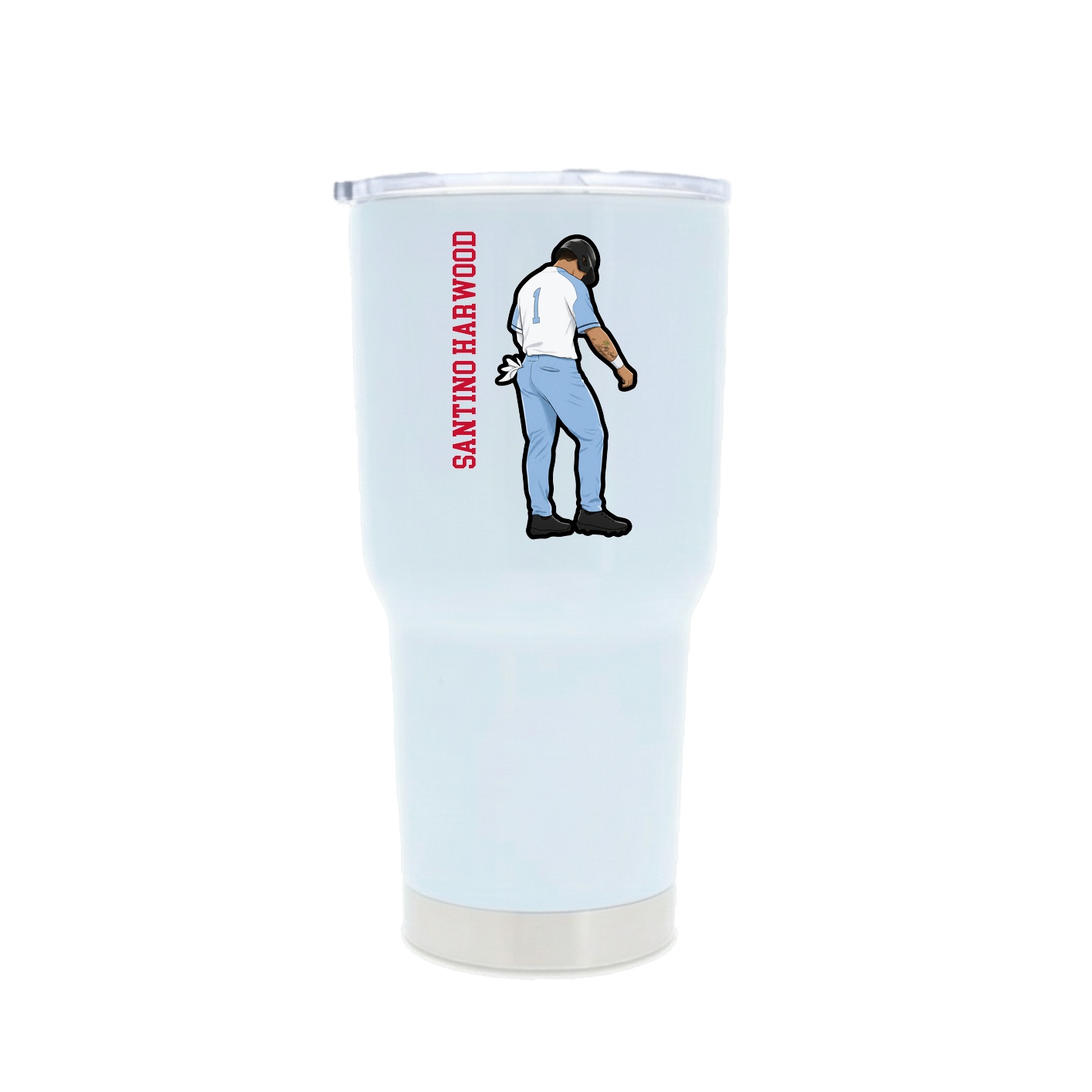 30oz Stainless Steel Tumbler — Name Vertical in White
