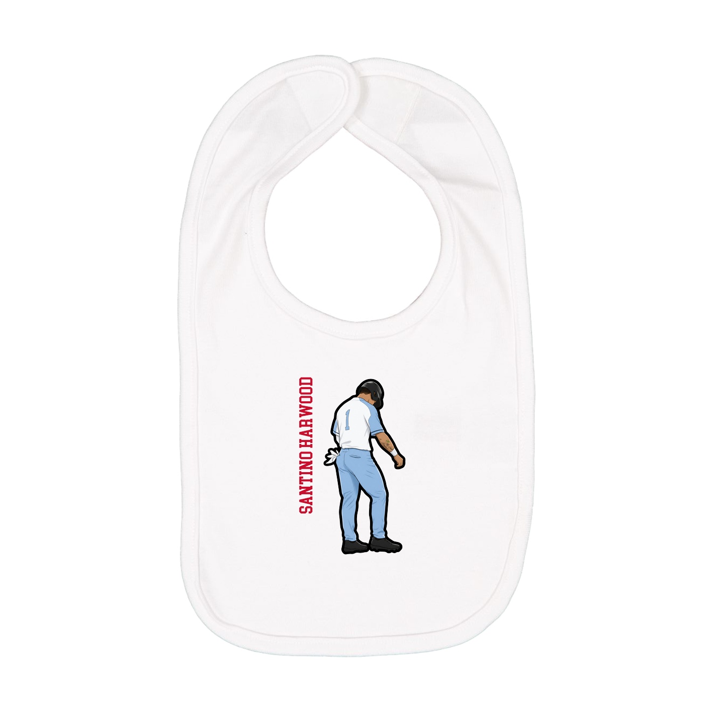 Infant Bib — Name Vertical in White