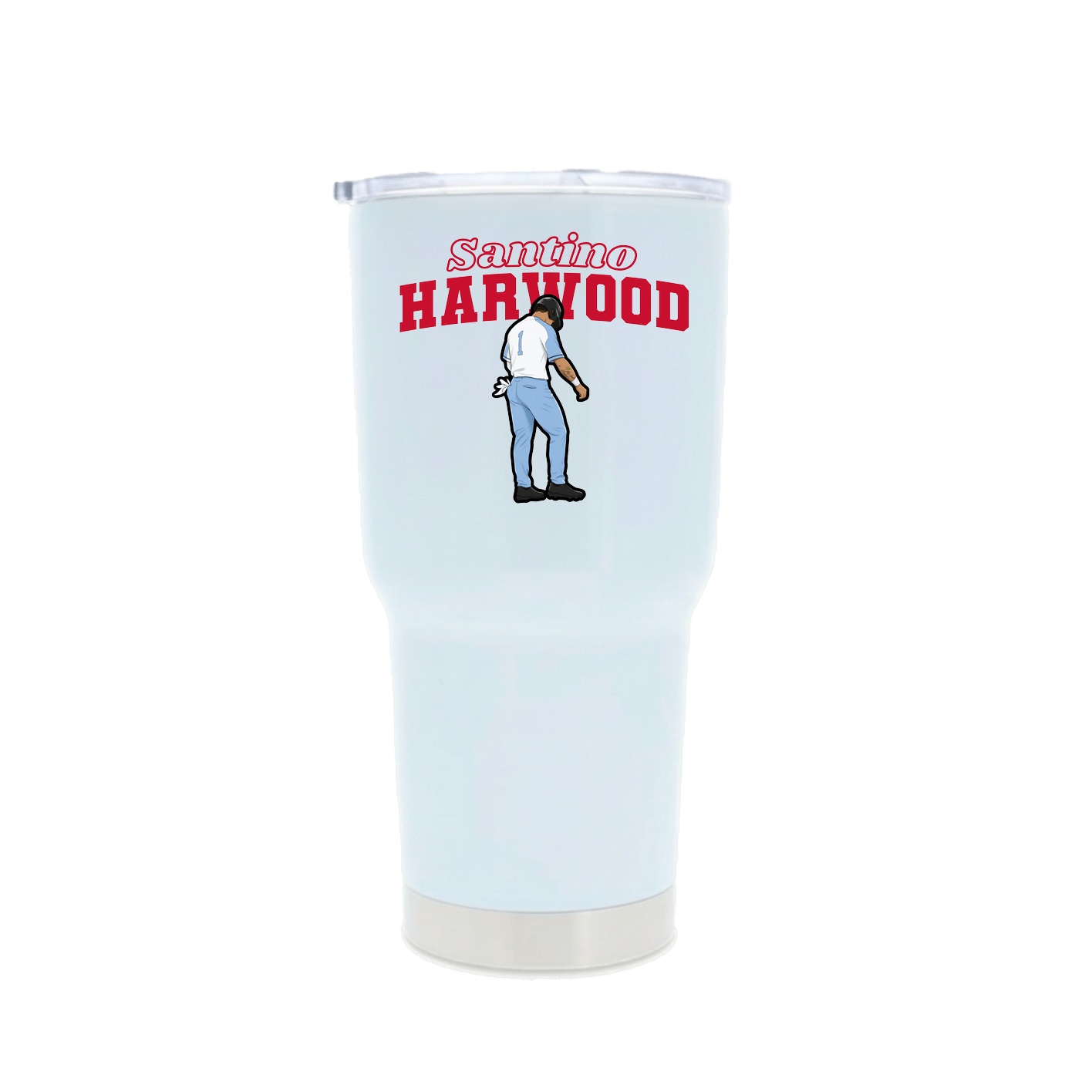 30oz Stainless Steel Tumbler — Name Arch in White