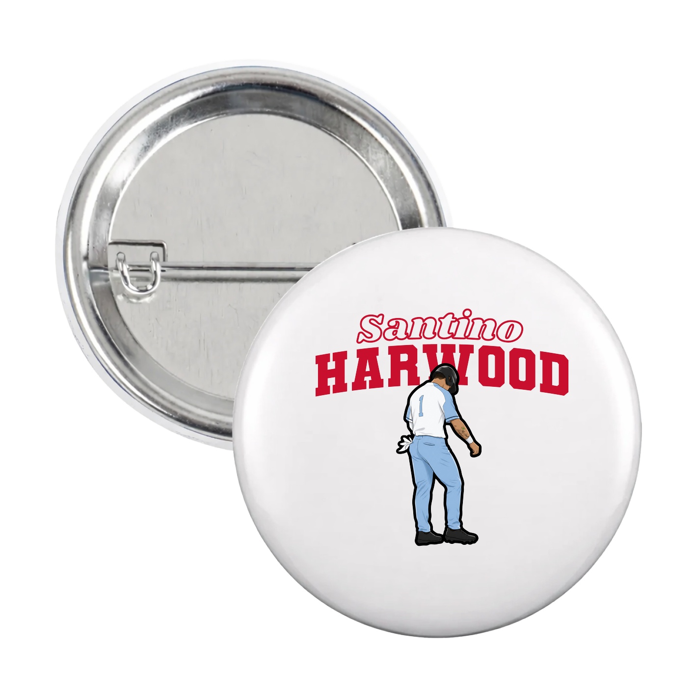 Game Day Button — Name Arch in White