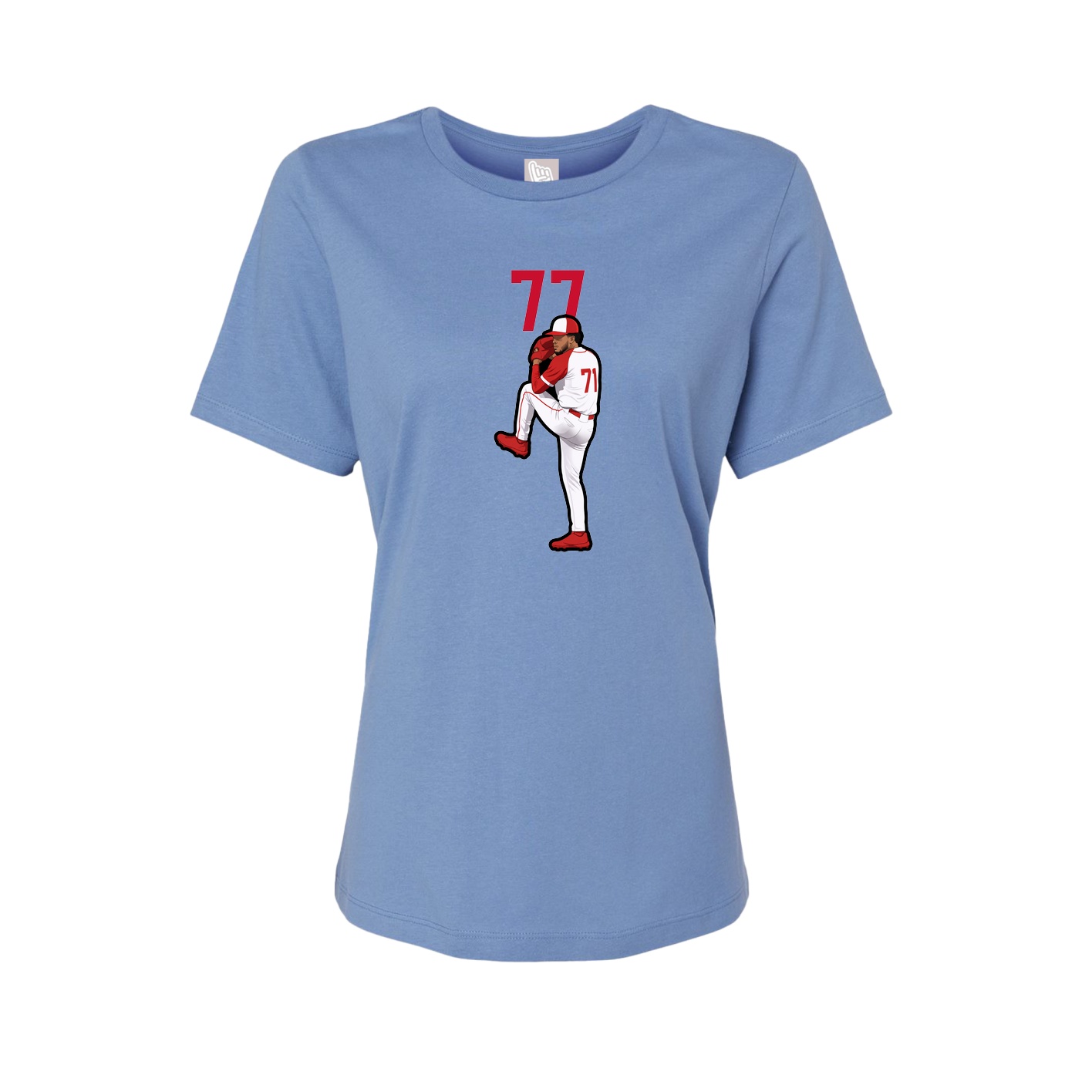 Fitted Women's Tee — Number Top in Powder Blue