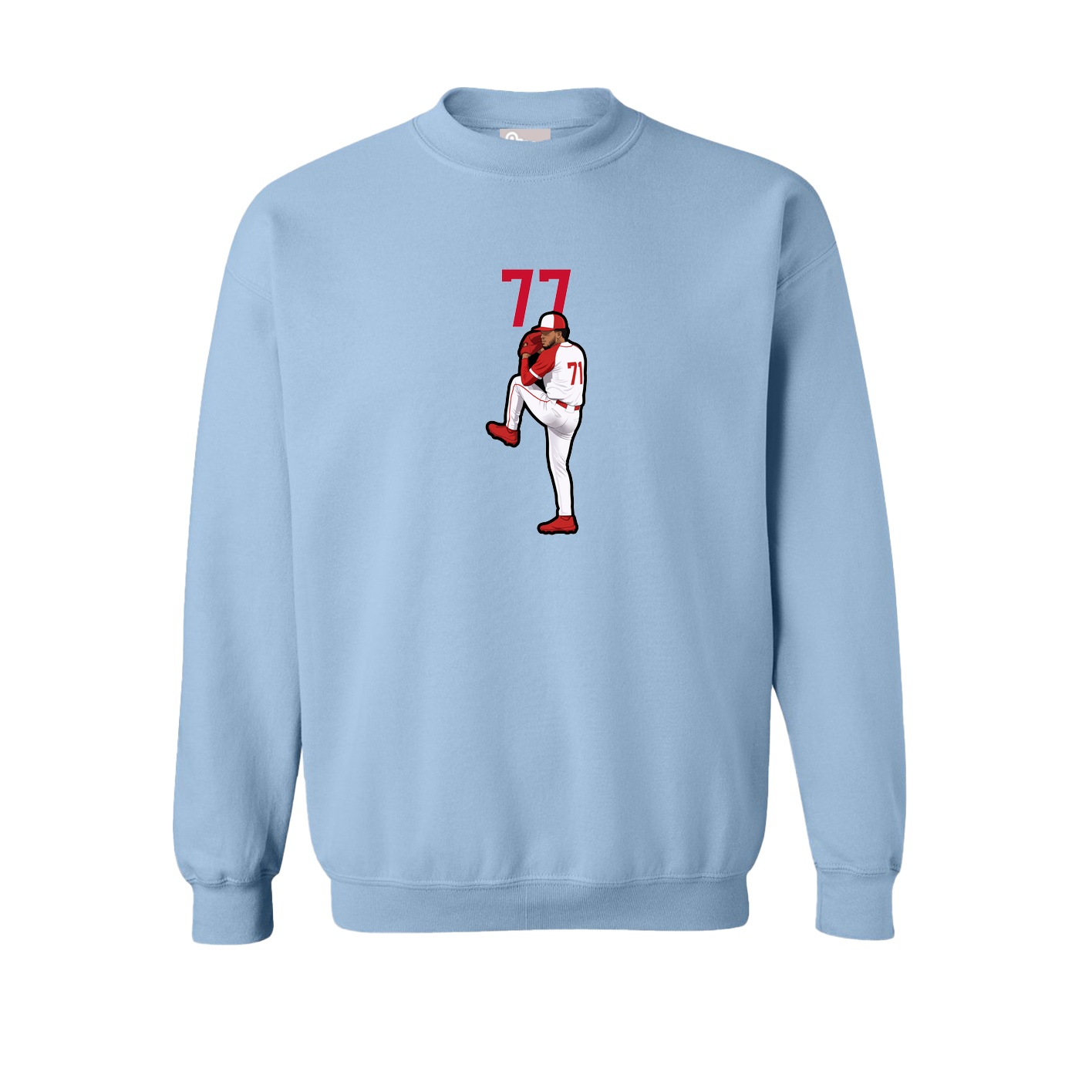 Fleece Crew — Number Top in Light Blue