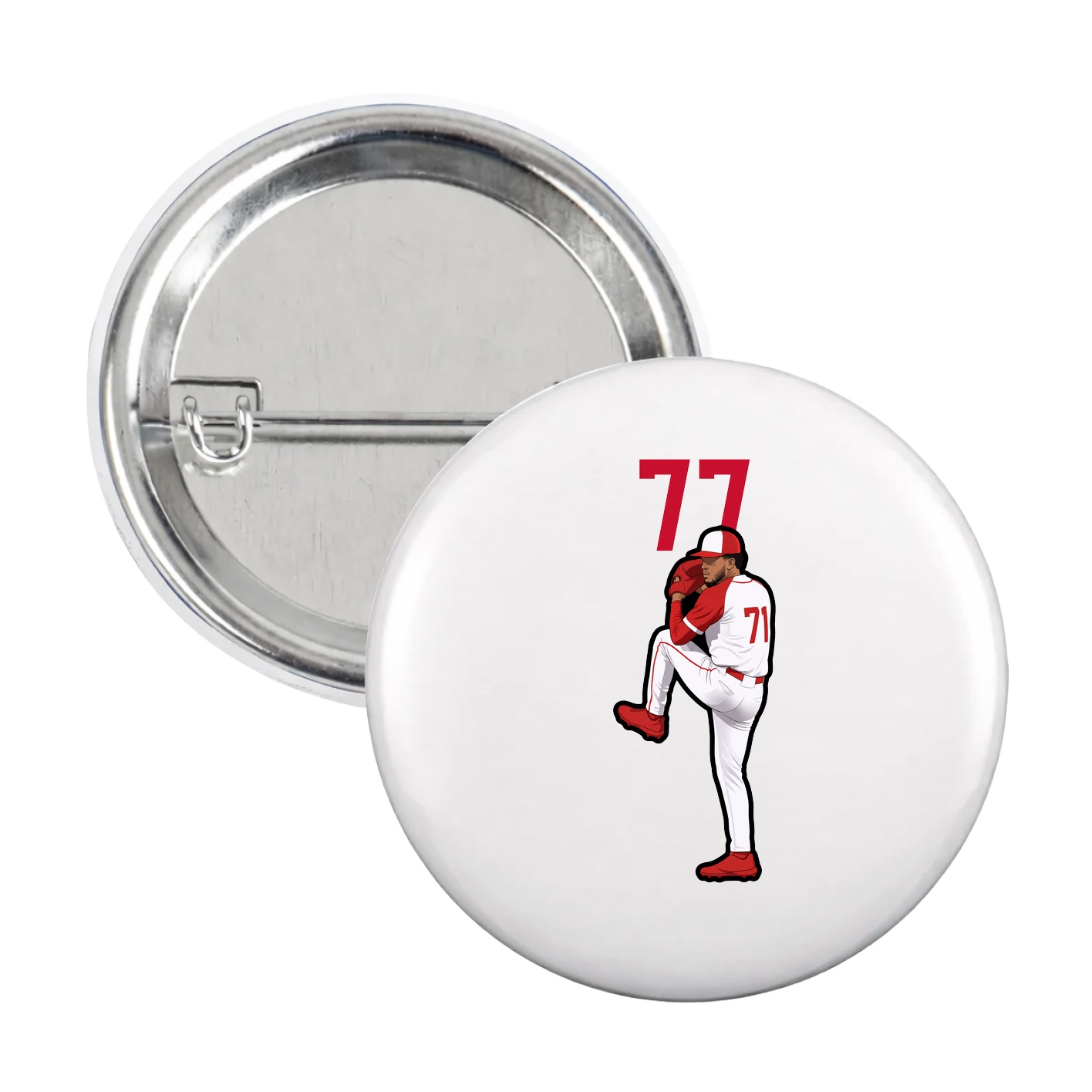 Game Day Button — Number Top in White