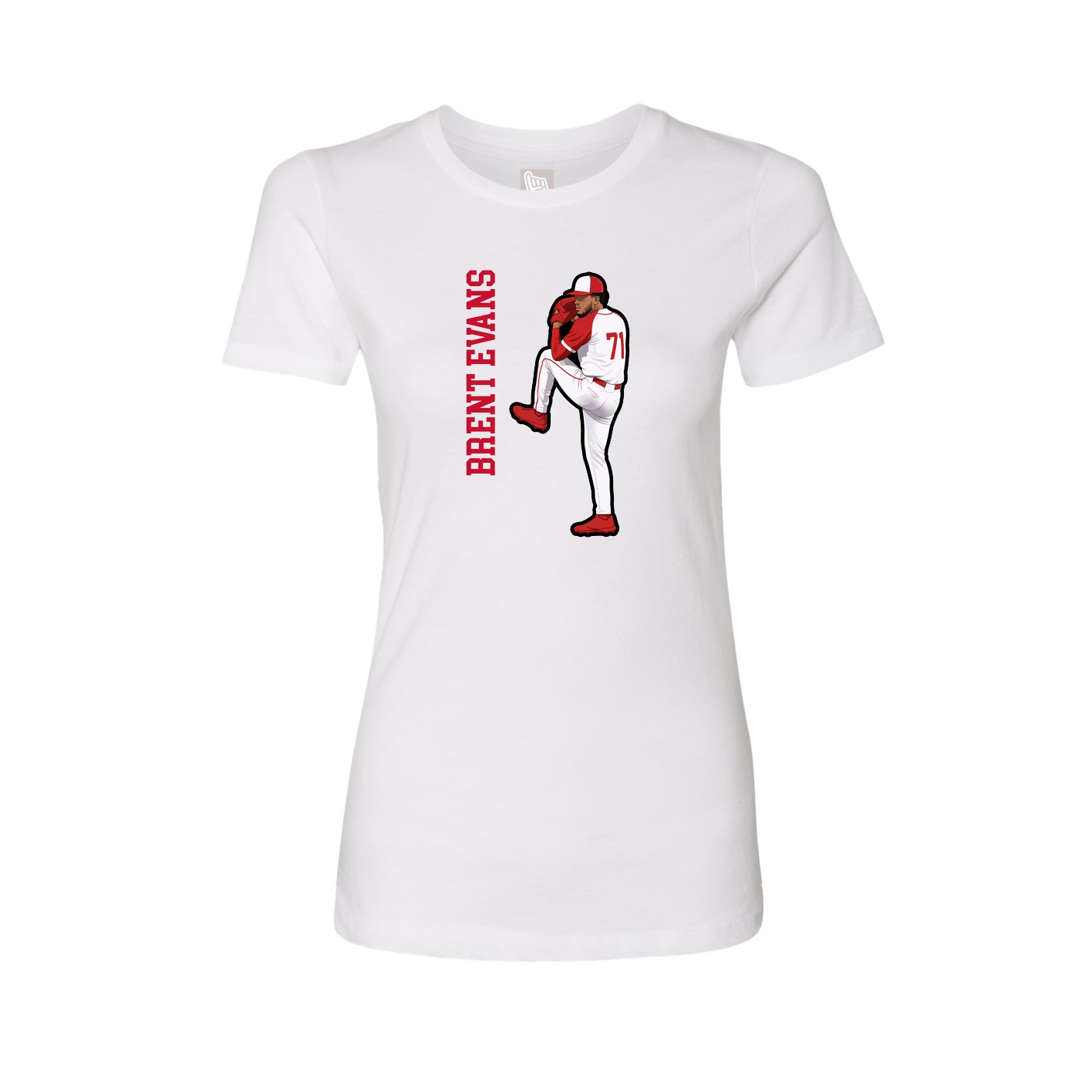 Fitted Women's Tee — Name Vertical in White