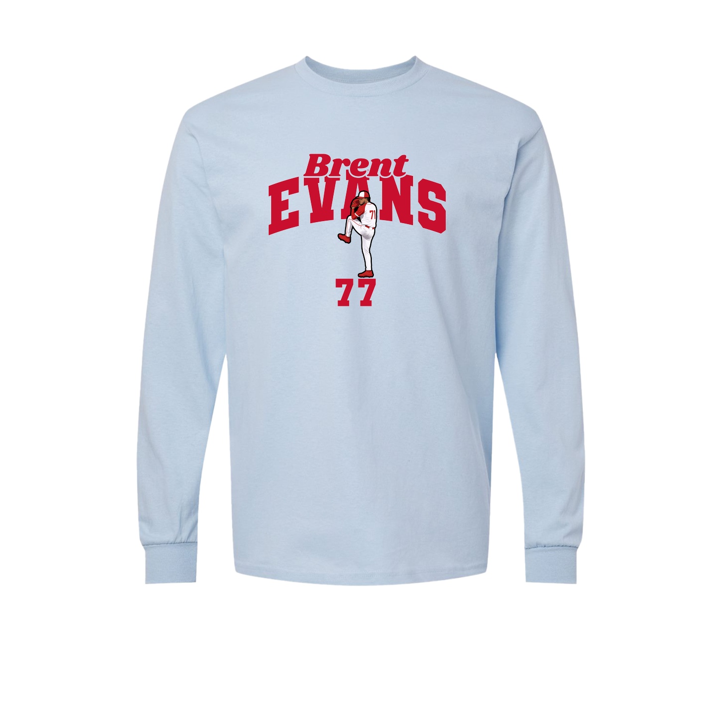 Long Sleeve Tee — Signature Arch in Light Blue