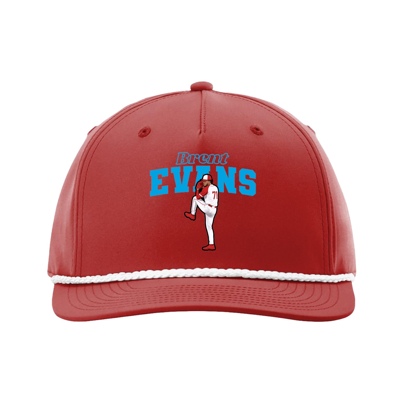 Five-Panel Classic Rope Cap — Name Arch in Red