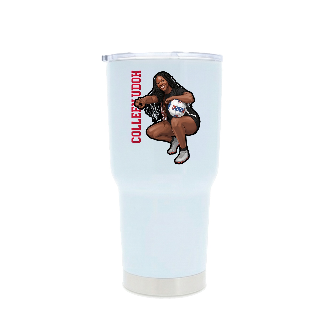 30oz Stainless Steel Tumbler — Name Vertical in White