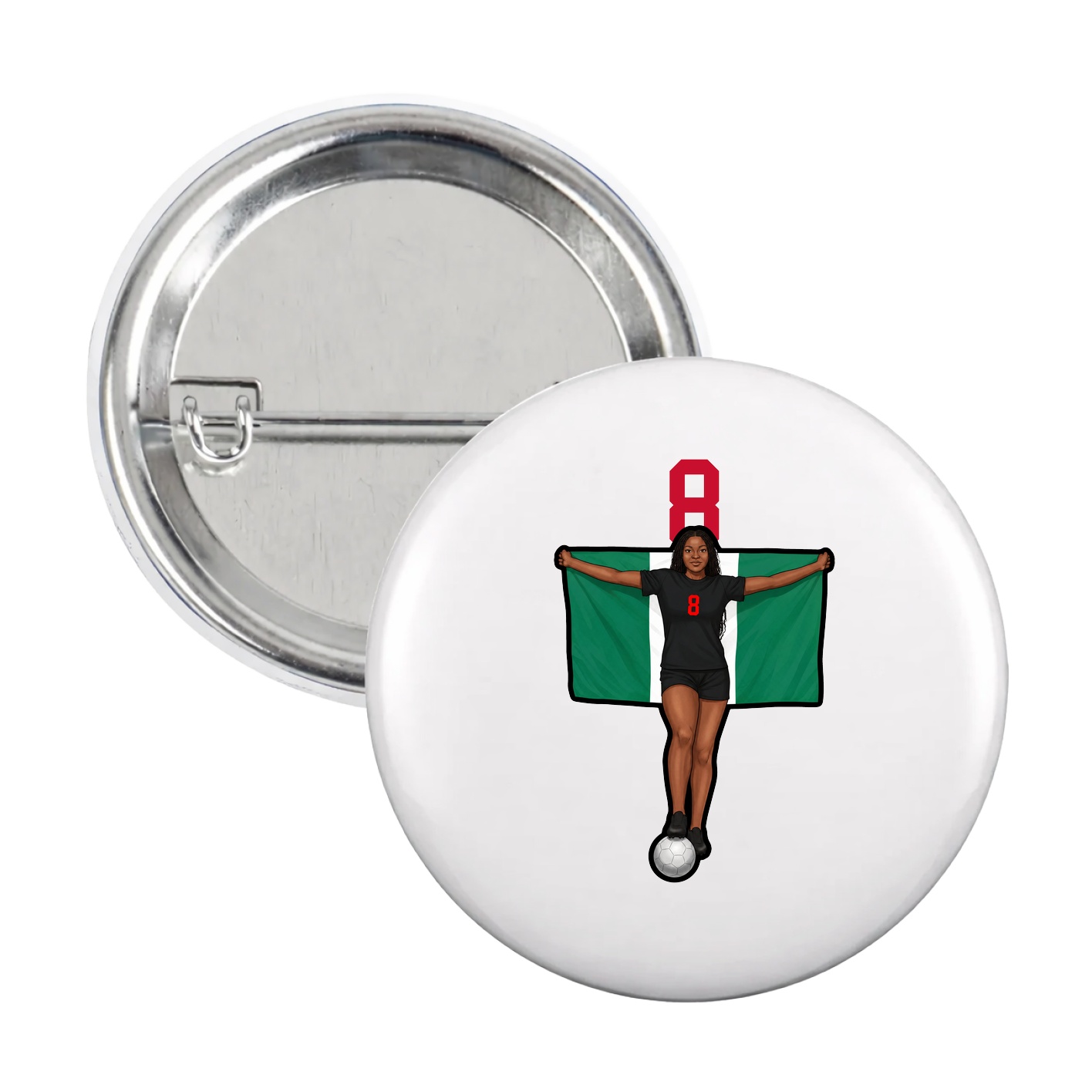 Game Day Button — Number Top in White