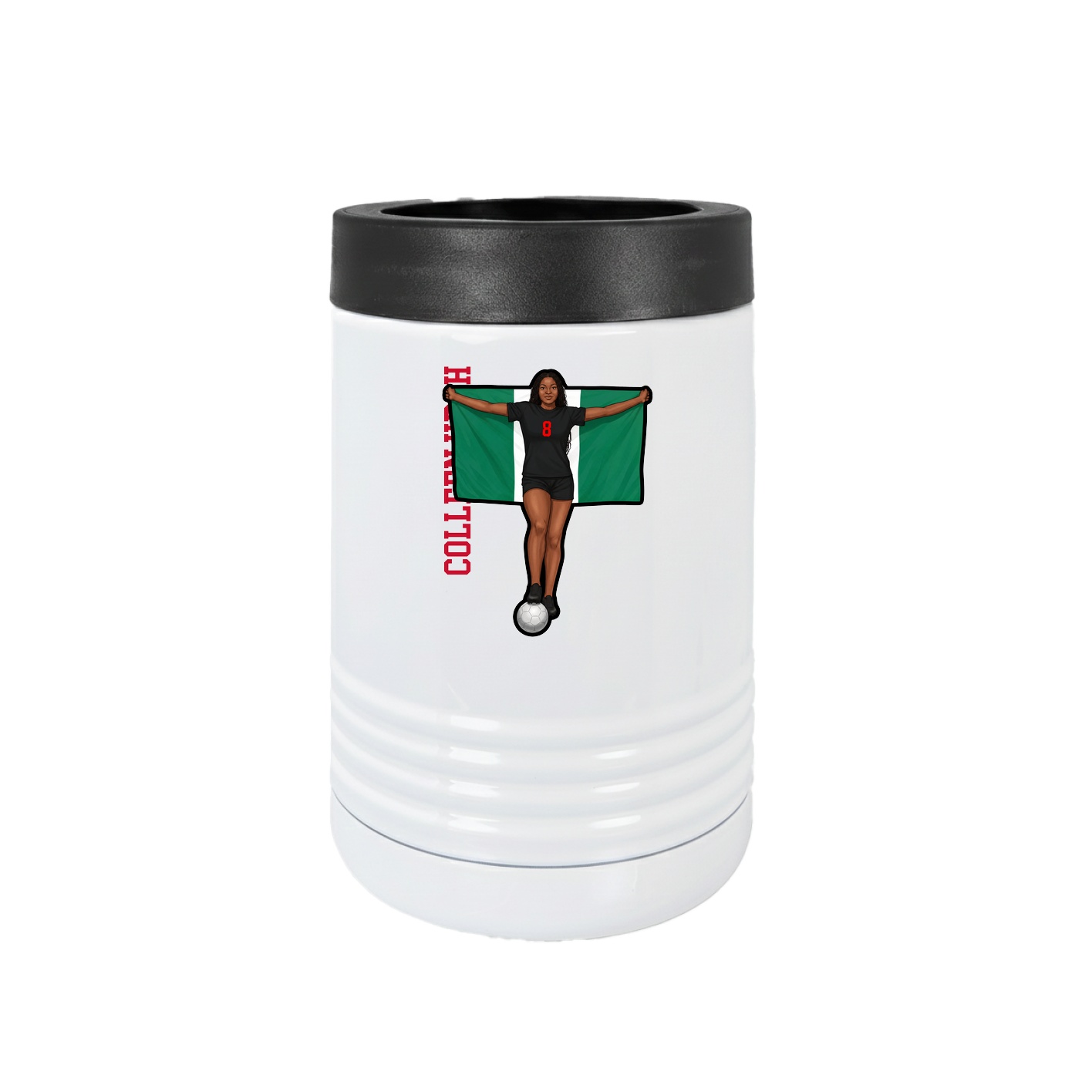 Beverage Holder — Name Vertical in White