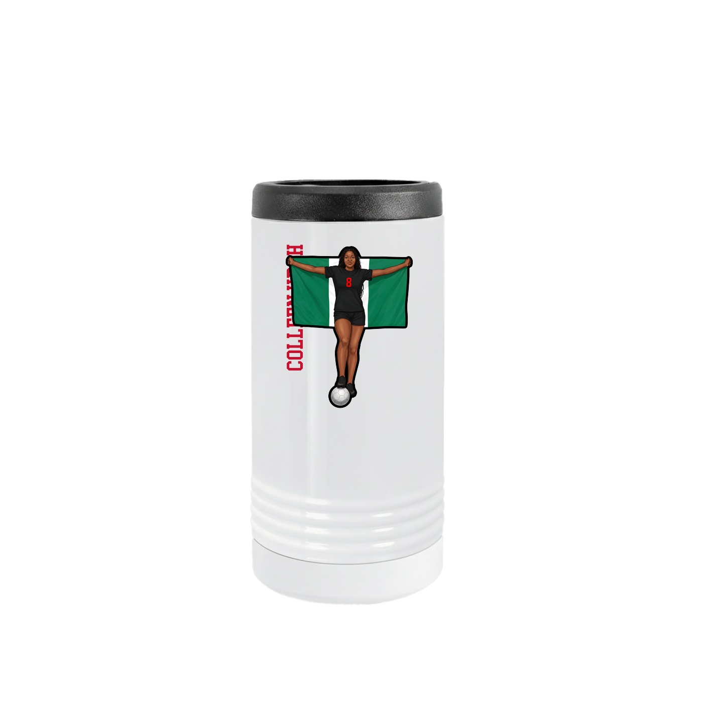 Slim Beverage Holder — Name Vertical in White