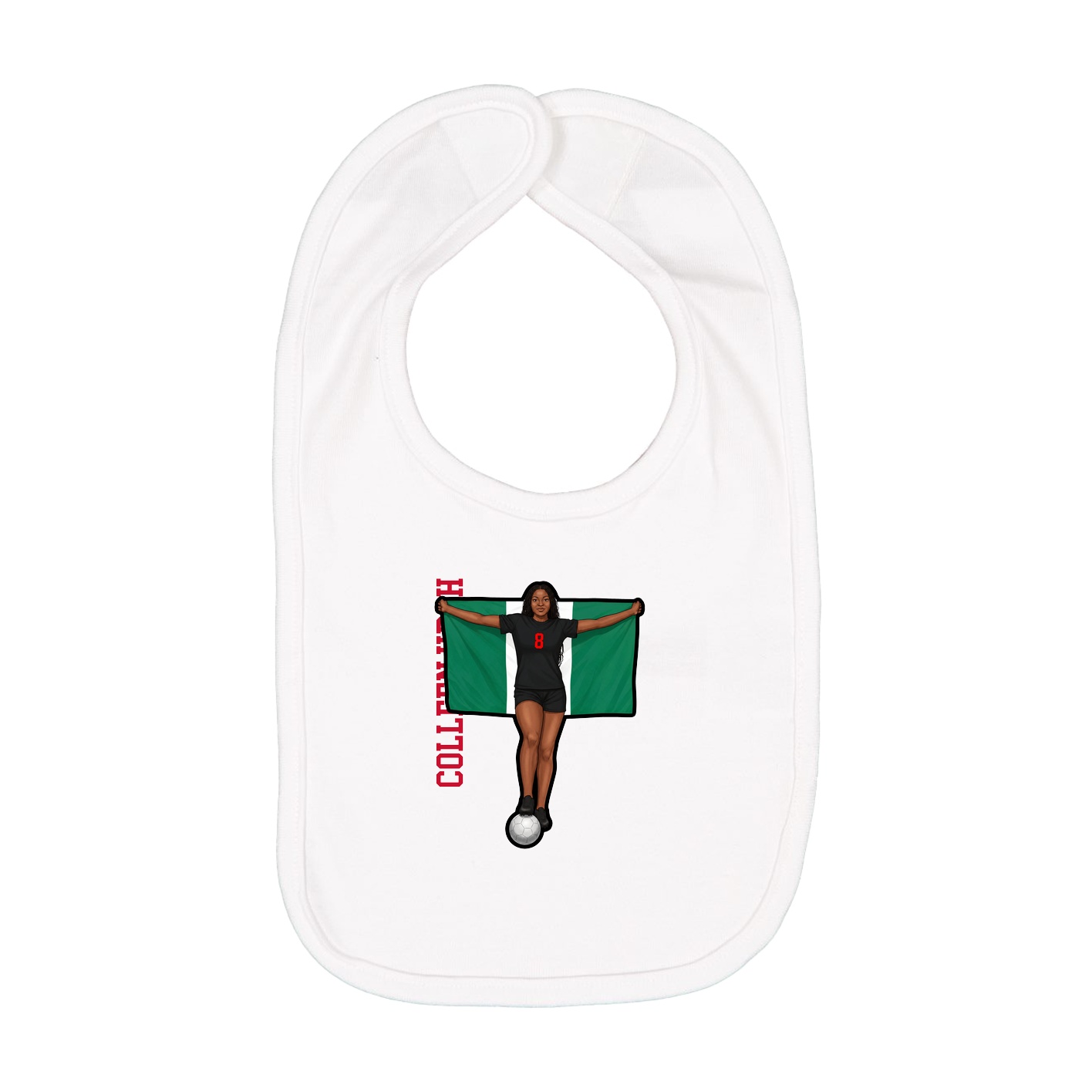 Infant Bib — Name Vertical in White