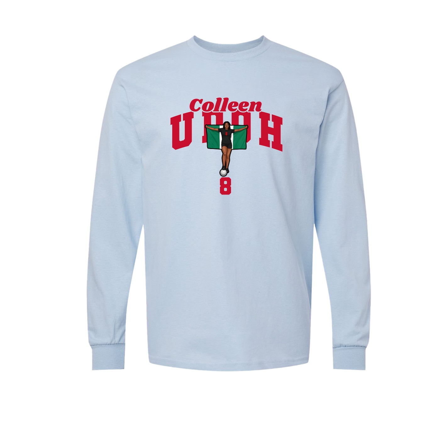 Long Sleeve Tee — Signature Arch in Light Blue