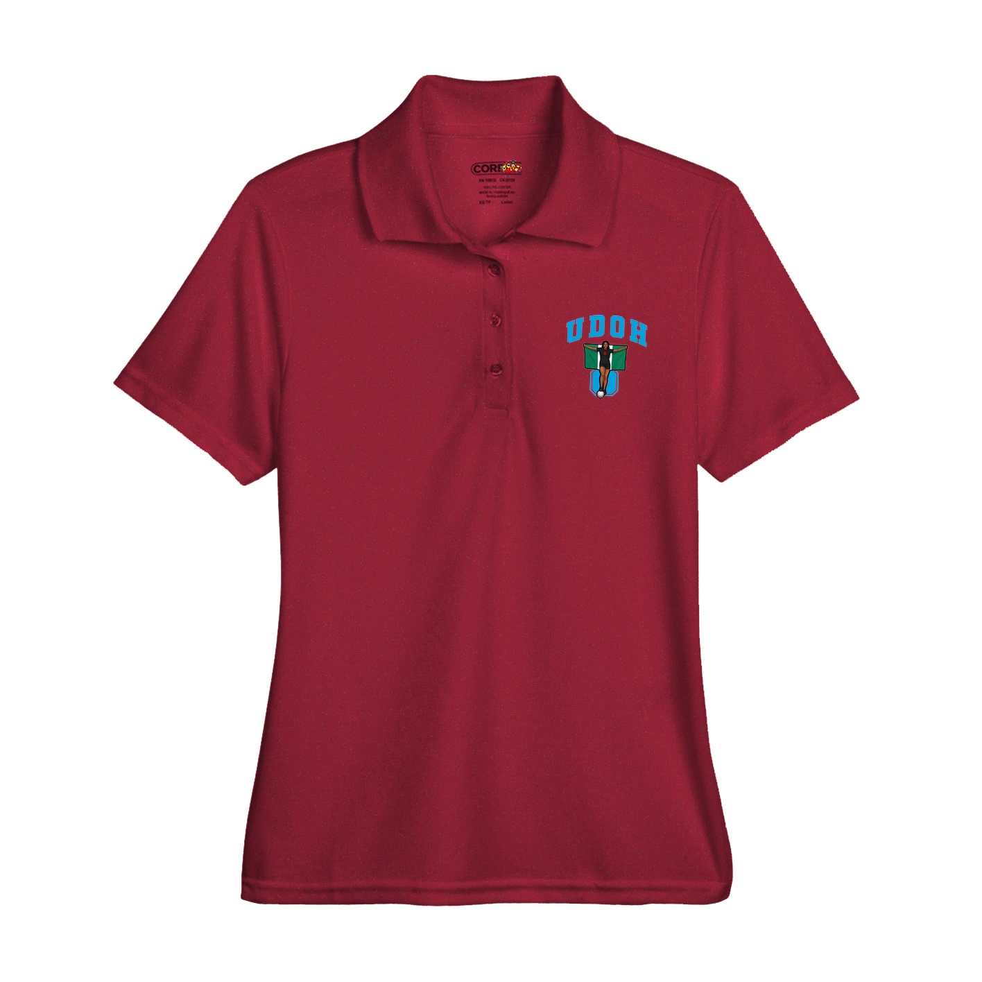 Womens Performance Polo — Number in Red