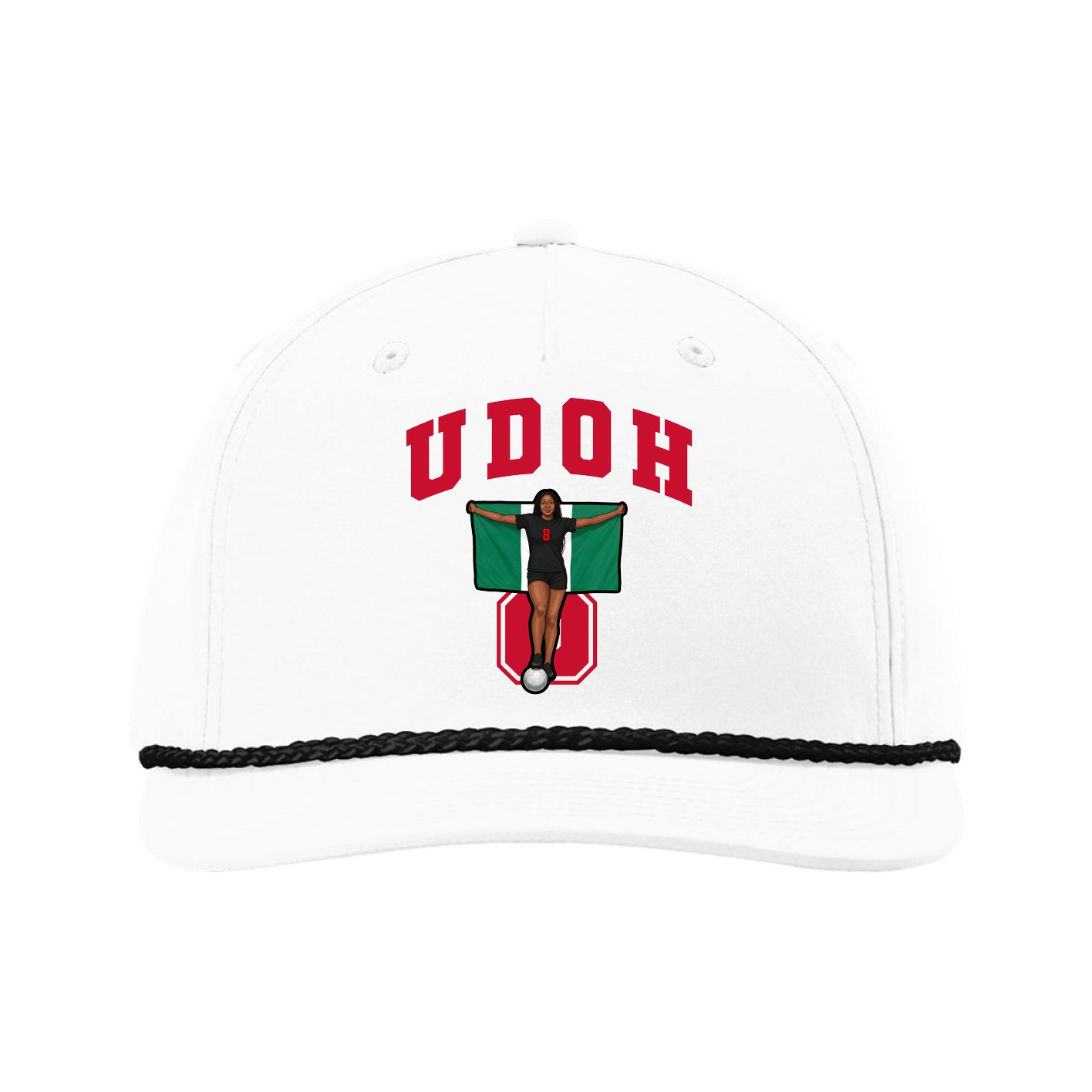 Five-Panel Classic Rope Cap — Number in White