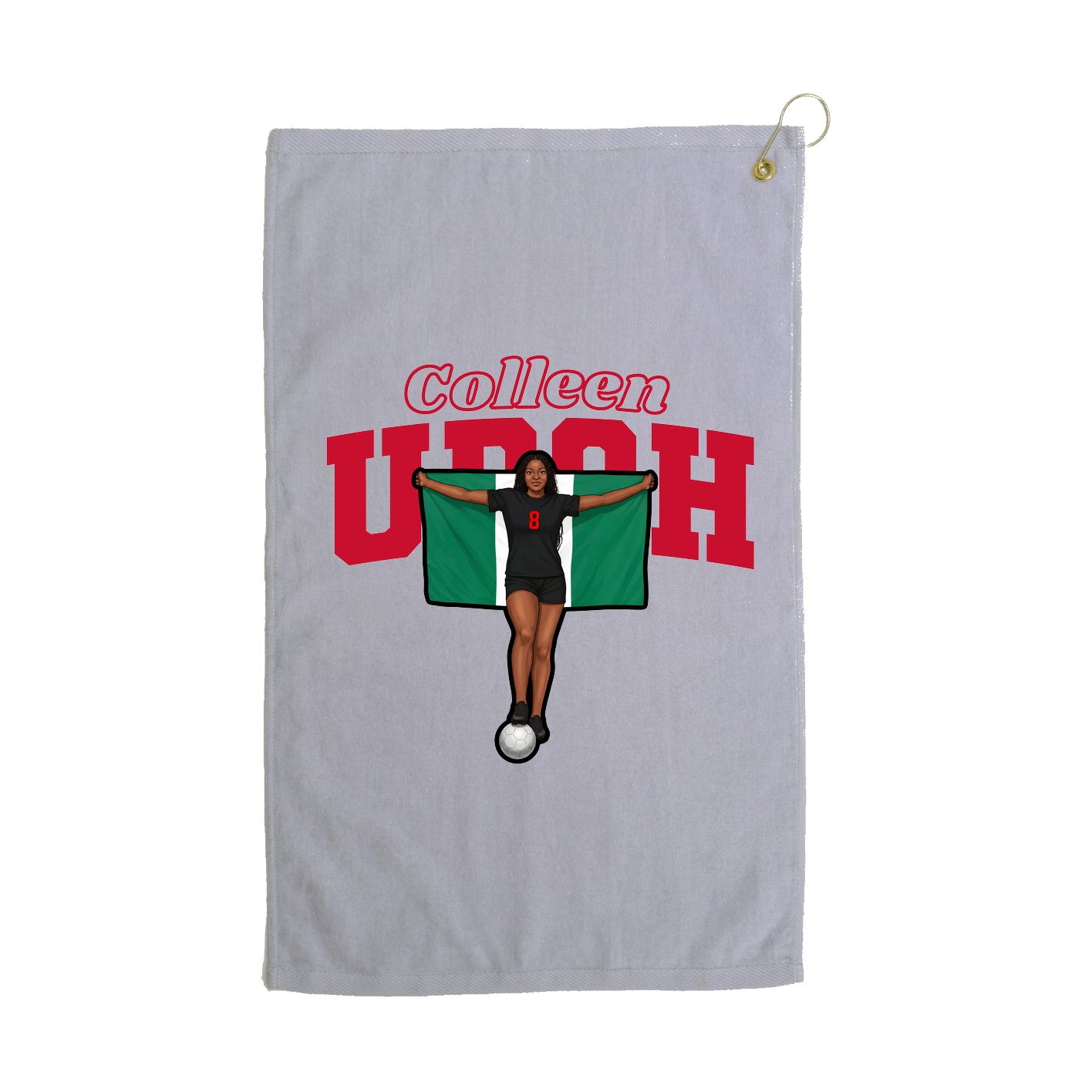Golf Towel — Name Arch in Grey