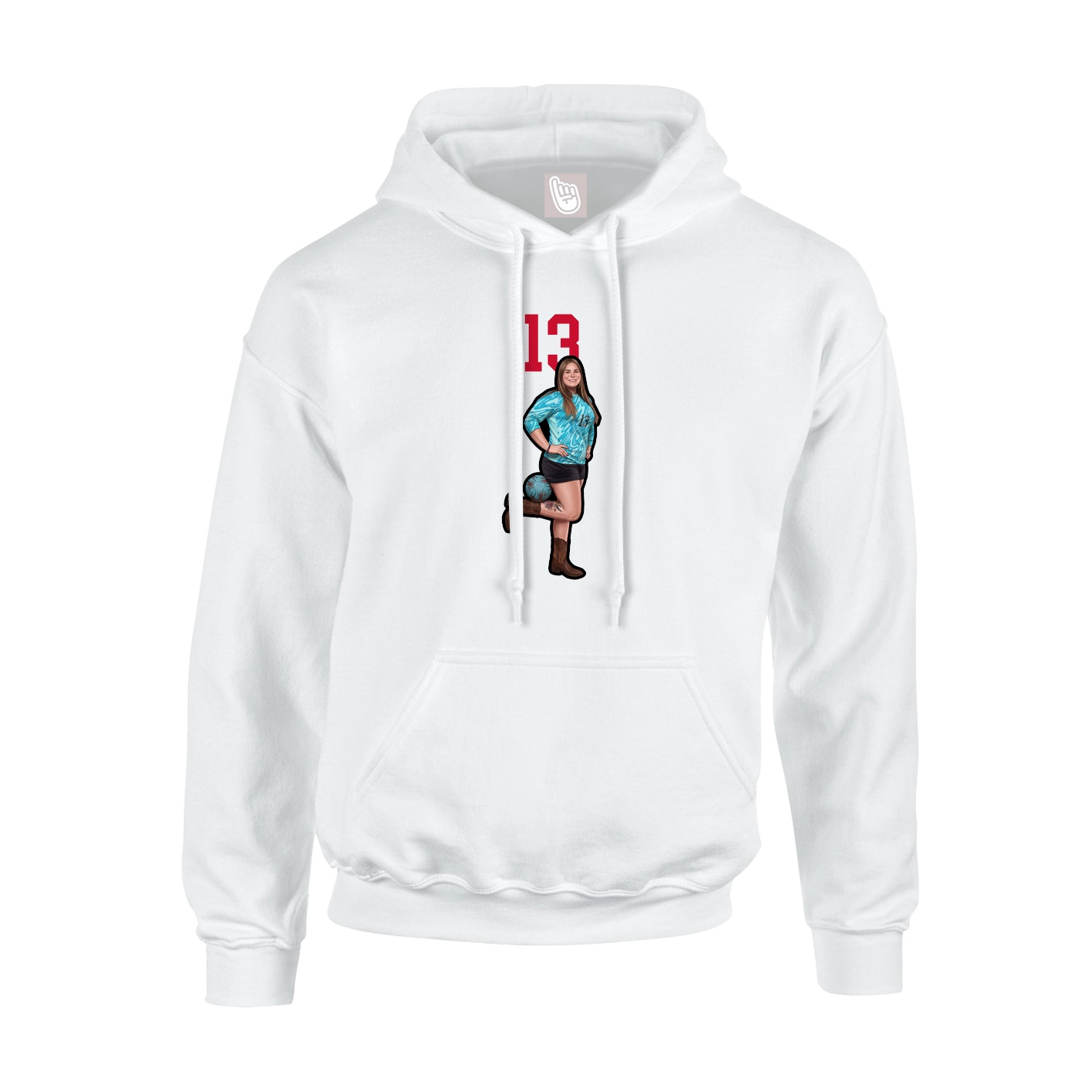 Youth Hoodie — Number Top in White