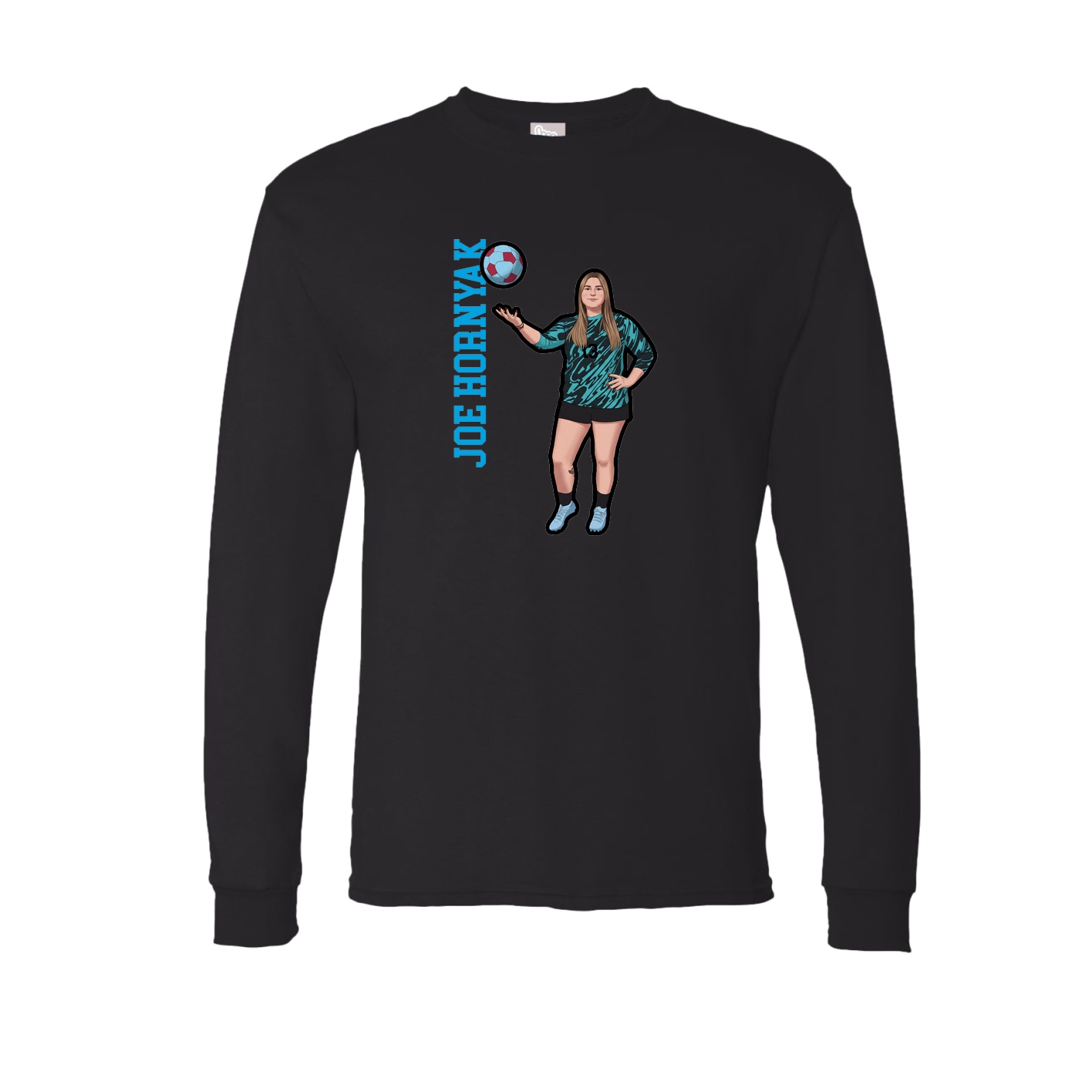 Long Sleeve Tee — Name Vertical in Black